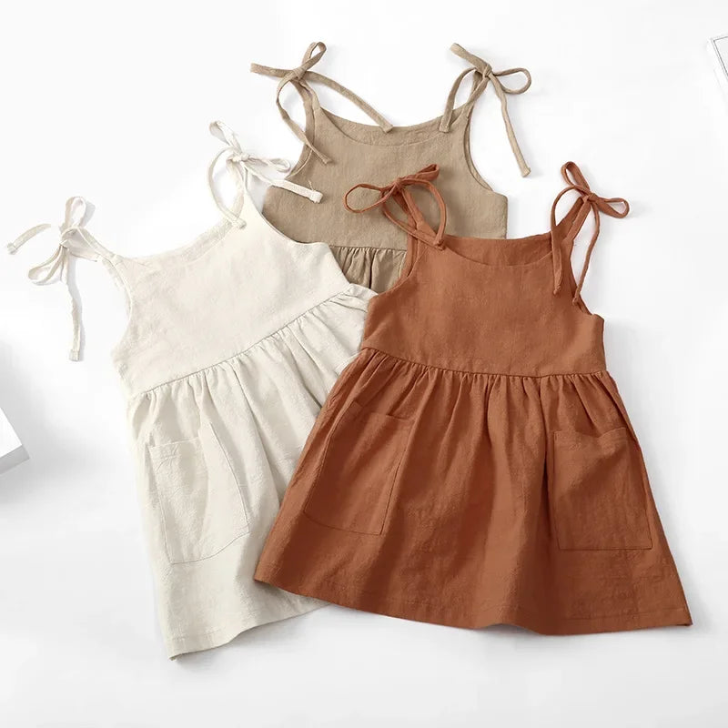 Chic Summer Sundress for Toddler Girls - Sleeveless Cotton Slip Dress, Kids Fashion Clothing for 1-5 Years