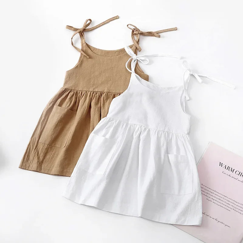 Chic Summer Sundress for Toddler Girls - Sleeveless Cotton Slip Dress, Kids Fashion Clothing for 1-5 Years