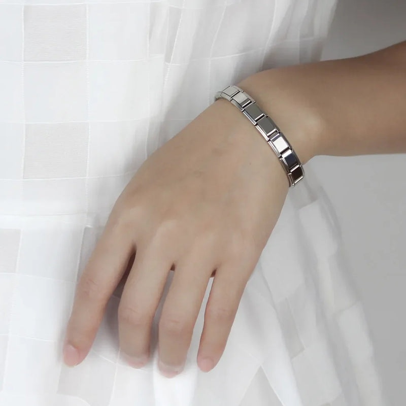 9mm Italian Elastic Charm Bracelet for Women - Fashionable Stainless Steel Bangle, Trendy Jewelry Accessory