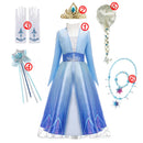 Girls' Disney Frozen Princess Dress (130-150cm)- Elsa & Anna Snow Queen Cosplay Ball Gown with White Sequins for Carnival & Kids Costume