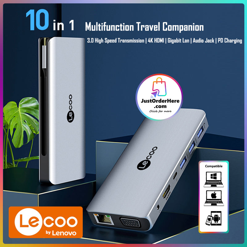 Lenovo Lecoo 10 in 1 Type C Travel Portable Port Replicator / Docking Station