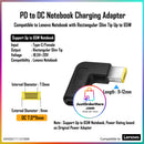 DG Charging Adapter Type C Female to DC Rectangular Slim Tip - Compatible to Lenovo 65W