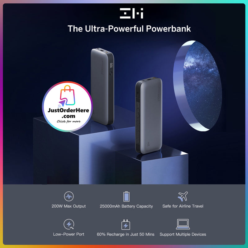 ZMI No.20 World's Most Powerful PowerPack 25000mAh Battery w/ PD | Revolutionary 200W Max Output | 100W USB-C/USB-A | Fast Charge