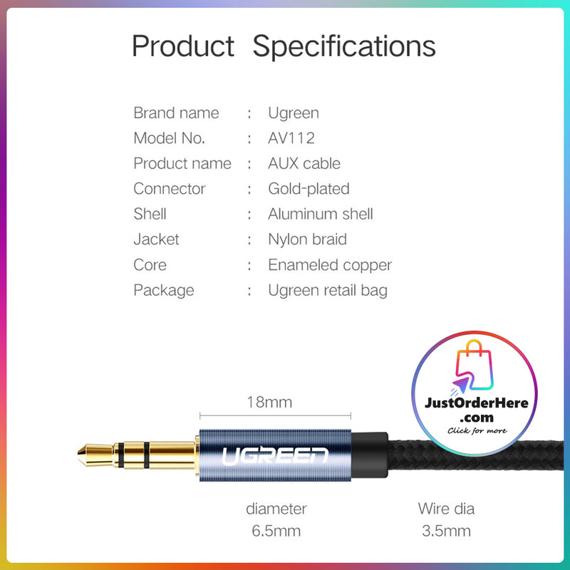 Ugreen 3.5mm Male to Male Aux Audio Cable