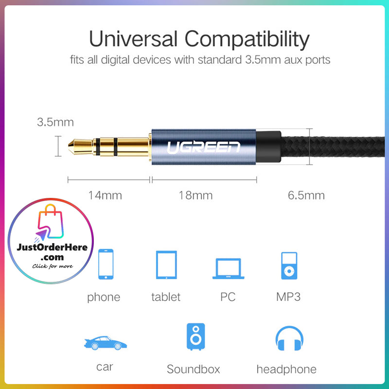 Ugreen 3.5mm Male to Male Aux Audio Cable