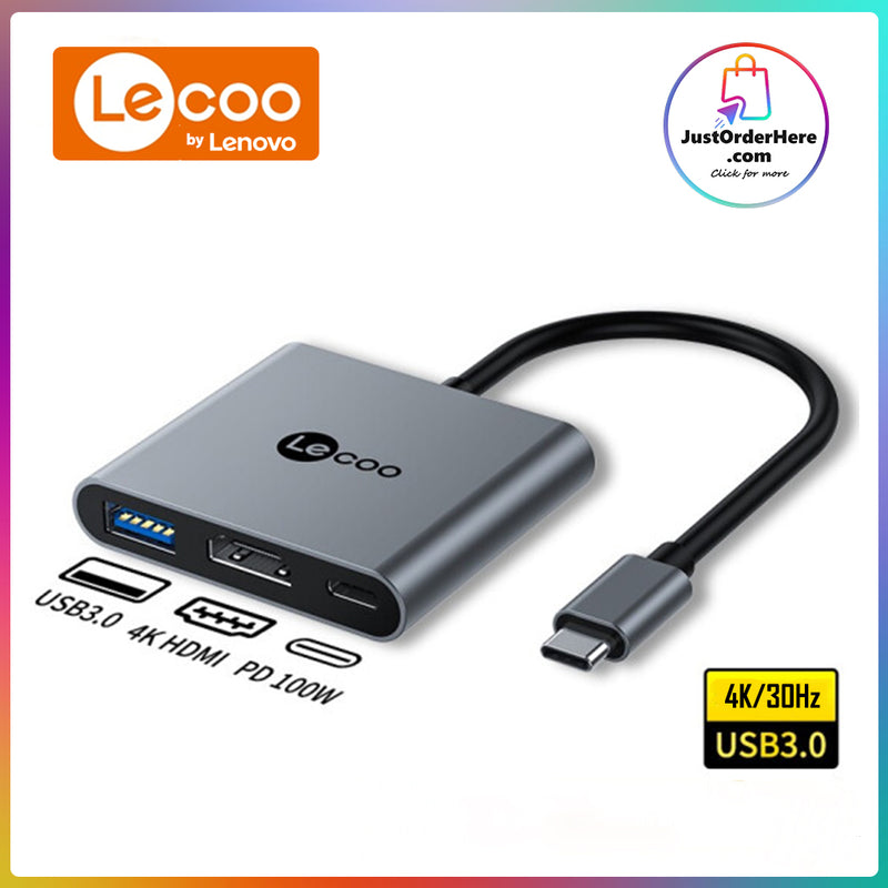 Lecoo 3 in 1 Type-C to HDMI + USB3.0 + PD