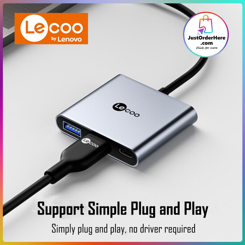 Lecoo 3 in 1 Type-C to HDMI + USB3.0 + PD