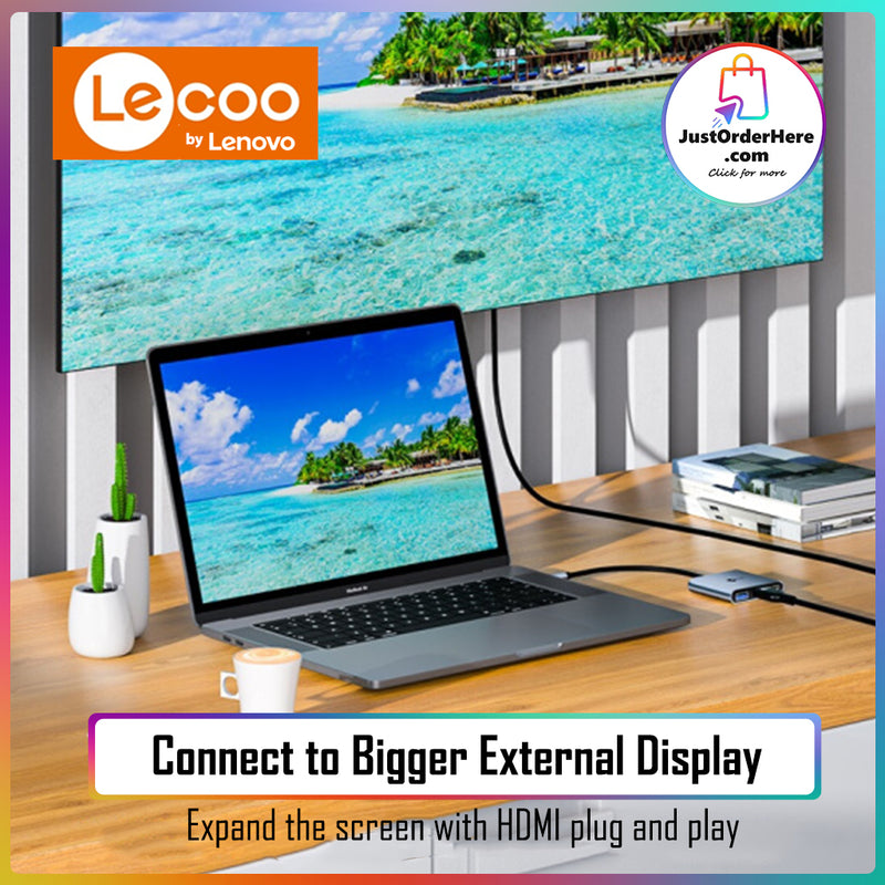 Lecoo 3 in 1 Type-C to HDMI + USB3.0 + PD