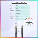Ugreen 3.5mm Male to Male Silver Plated Braided AUX Cable streams Hi-Fi stereo audio