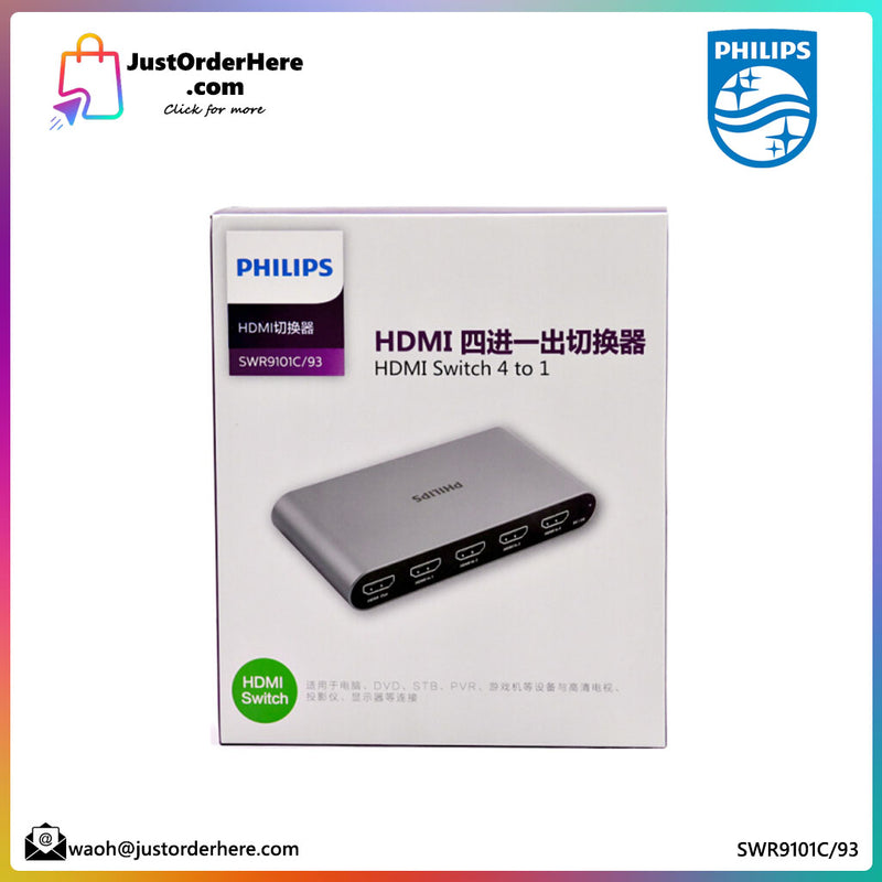 Philips HDMI 4 Input 1 Output Switch with Wireless Remote Up to 4K@60Hz /3D