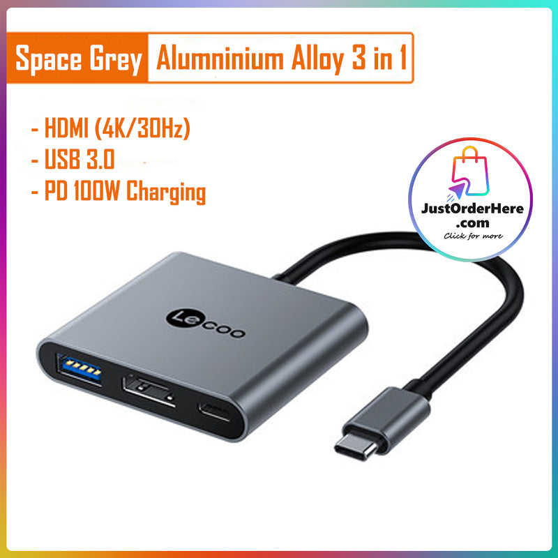 Lecoo 3 in 1 Type-C to HDMI + USB3.0 + PD