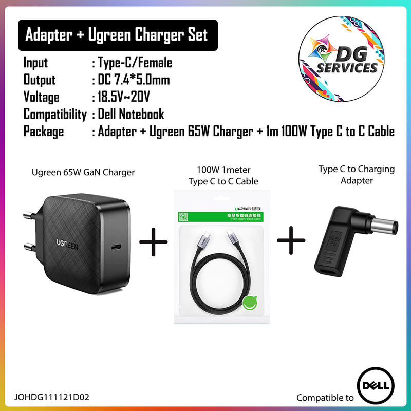 DG Charging Adapter Type C Female to DC 7.4*5.0mm - Compatible to Dell 65W