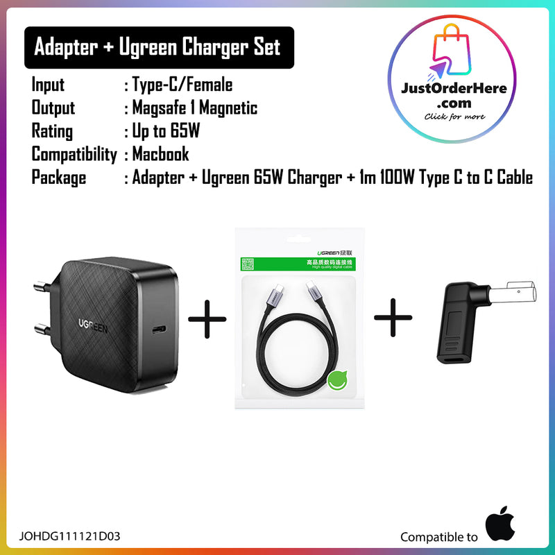 DG Charging Adapter Type C Female to Macbook L-Tip Connector - Compatible to Macbook 65W