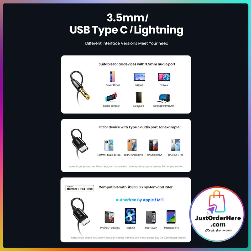 Ugreen 3.5mm/TypeC Wired In-Ear Earphones with MIC