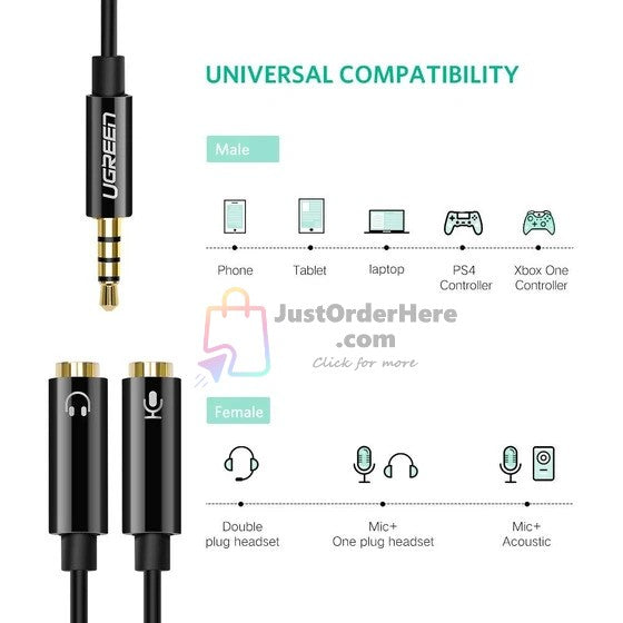 Ugreen Headphone Splitter Cable with Mic