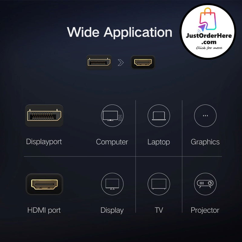 Ugreen 4K/1080P  DisplayPort DP to HDMI Adapter