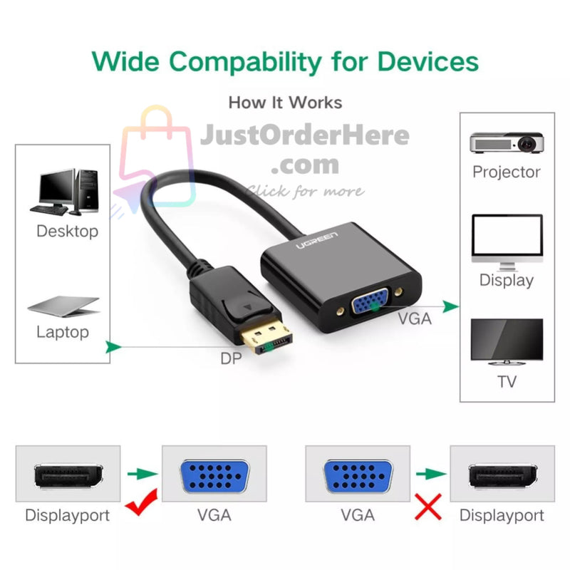 Ugreen DisplayPort DP to VGA Adapter