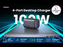 Ugreen 100W 4 Ports (3 Type C Single USB A) PD GaN Charger - UK Plug